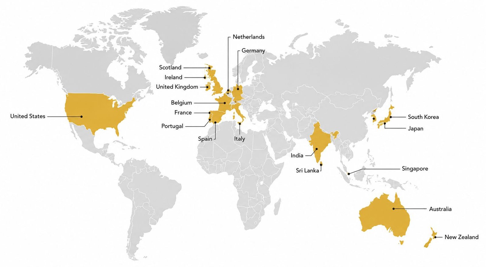 World map showing countries served by My Choice English